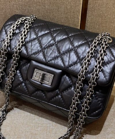 CHANEL 2.55 Mini Bag Black Silver