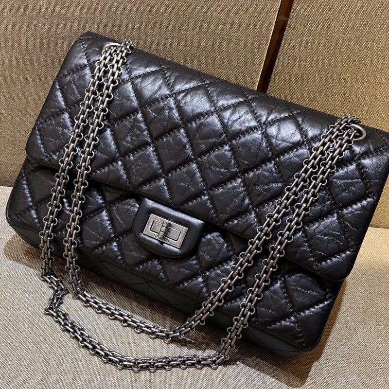 CHANEL 2.55 Bag Black Silver - high-end replica designer purse
