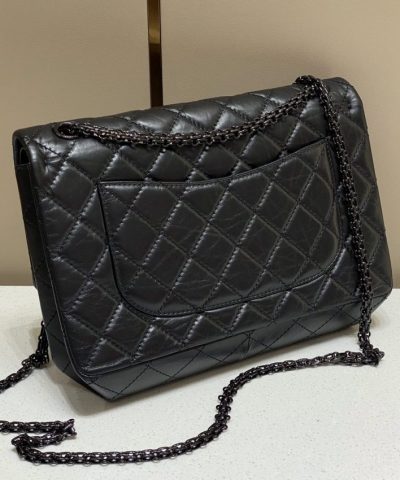 CHANEL 2.55 Bag Large Black - top-grade luxury bag dupe
