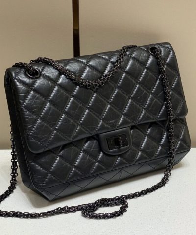 CHANEL 2.55 Bag Large Black - high-end replica designer purse