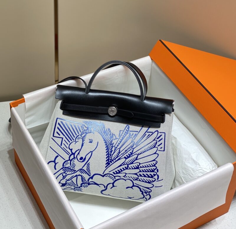 Replica Hermès Herbag 31Cm Blue Horse