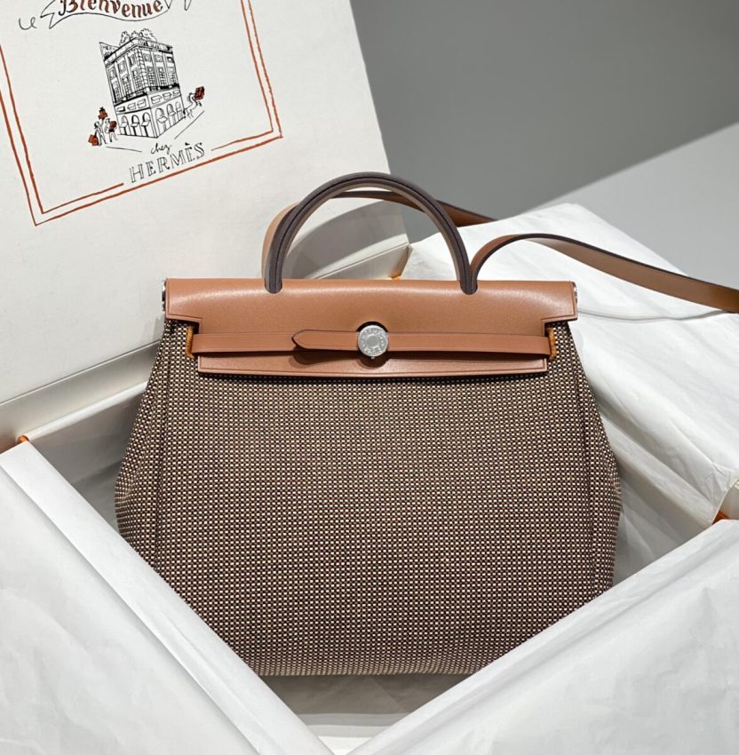 Replica Hermès Herbag 31Cm Brown Plaid - high-end replica designer purse