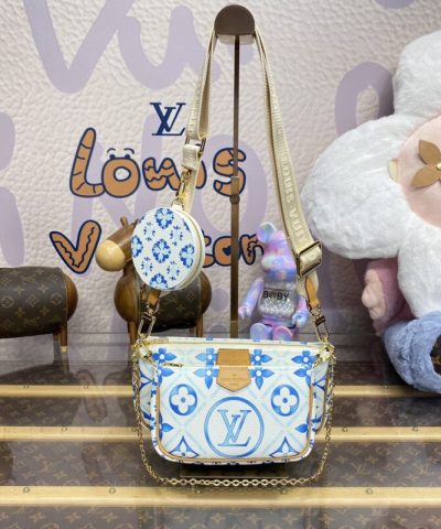 Replica Louis Vuitton Multi Pochette Accessoires White Blue