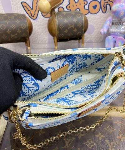 Replica Louis Vuitton Multi Pochette Accessoires White Blue