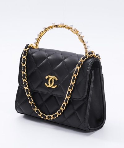 CHANEL 23B Pearl Black Handle Bag