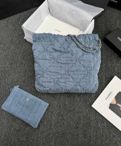 CHANEL 22 Small Handbag Denim - high-end replica designer purse