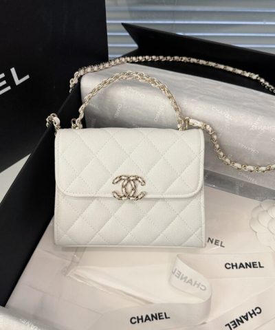 CHANEL 23P Kelly Handle White - affordable luxury replica bag