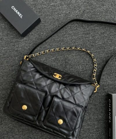CHANEL 24p Postman Bag Small Black - top-grade luxury bag dupe