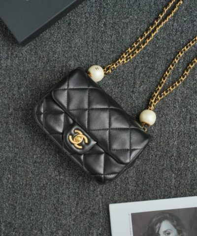 CHANEL CF Double Pearl Black