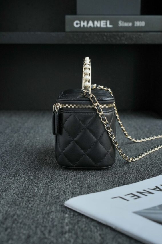 CHANEL 24s Pearl Handle Box Black - elite factory replica handbag