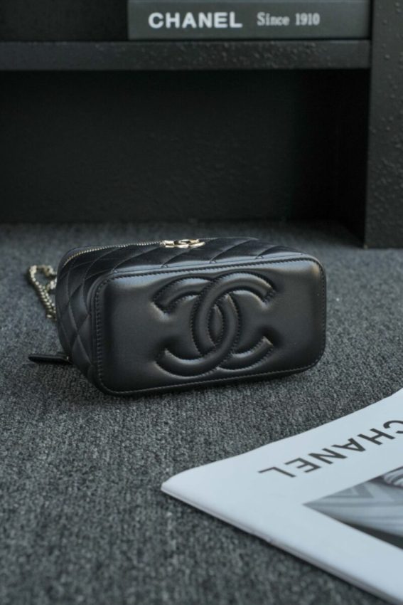 CHANEL 24s Pearl Handle Box Black - affordable luxury replica bag