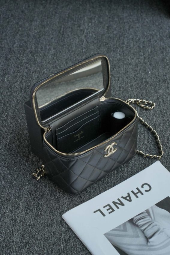 CHANEL 24s Pearl Handle Box Black - elite factory replica handbag