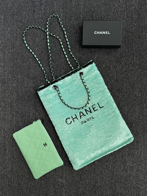 CHANEL Sequin Shoulder Bag Green - affordable luxury replica bag