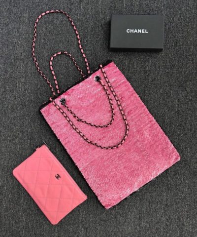 CHANEL Sequin Shoulder Bag Pink - top-grade luxury bag dupe