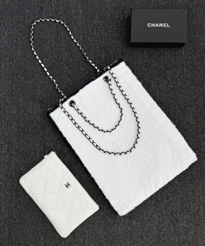 CHANEL Sequin Shoulder Bag White - premium superclone handbag