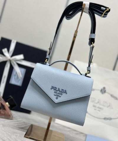 Replica Prada Saffiano Blue Envelope - top-grade luxury bag dupe