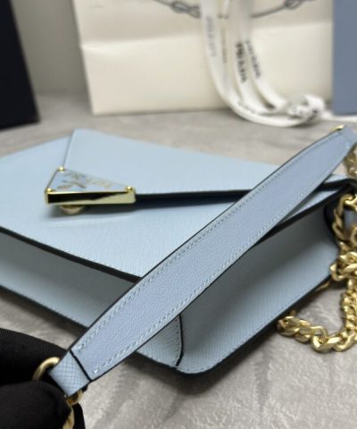 Replica Prada Saffiano Blue Small Envelope - premium superclone handbag