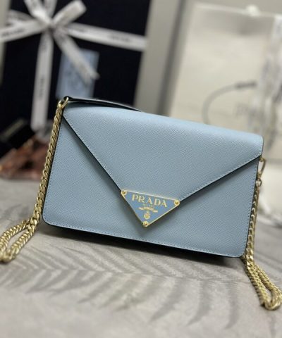 Replica Prada Saffiano Blue Small Envelope - high-end replica designer purse