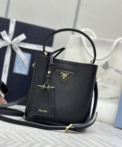 Replica Prada Saffiano Black Bucket Black