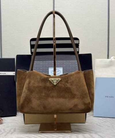 Replica Prada Medium Suede Shoulder Bag
