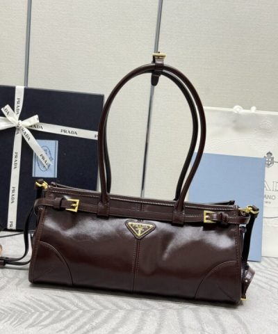 Replica Prada Naplak Patent Brown