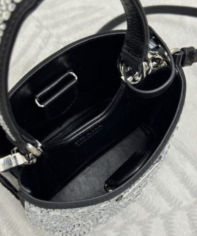 Replica Prada White Crystal Bucket Bag - 1:1 premium replica handbag