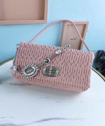 Replica Miu Miu Crystal Handbag Pink