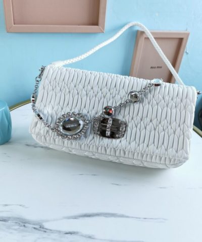 Replica Miu Miu Crystal Handbag White