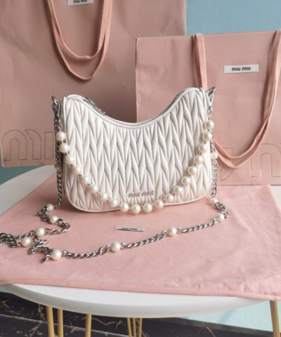 Replica Miu Miu Matelassé Pearl White - high-end replica designer purse