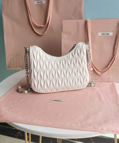 Replica Miu Miu Matelassé Pearl White