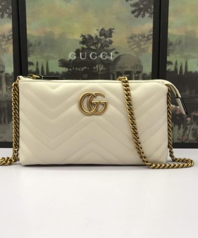 Replica Gucci Marmont Matelasse Wallet On Chain White - top-grade luxury bag dupe