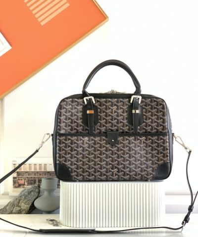 Replica Goyard Ambassade Briefcase Dark Brown - high-end replica designer purse