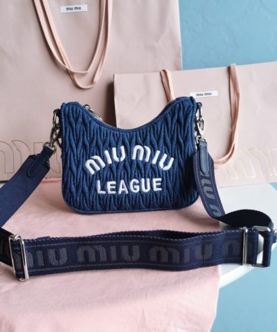 Replica Miu Miu Matelassé Denim Blue