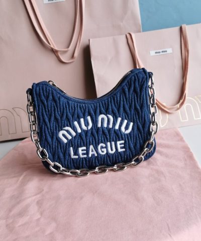 Replica Miu Miu Matelassé Denim Blue