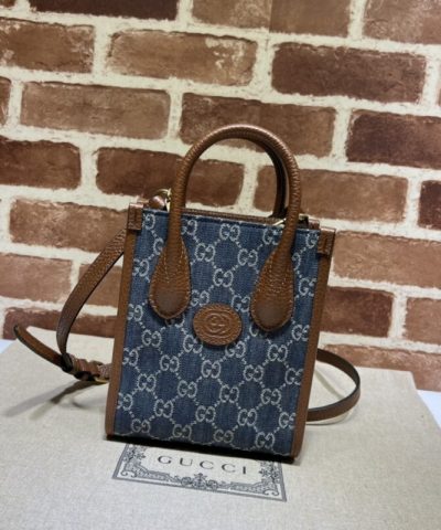 Replica Gucci Ophidia Mini Tote Bag Blue Denim