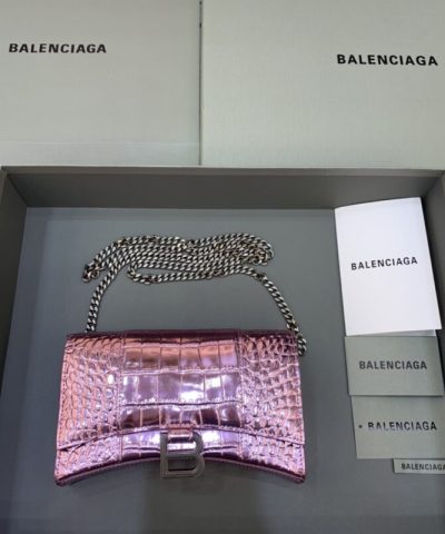 Replica Balenciaga Hourglass On Chain Shine Purple - affordable luxury replica bag