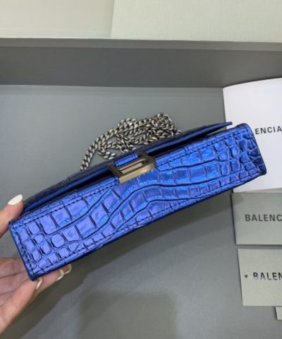 Replica Balenciaga Hourglass On Chain Blue - 1:1 premium replica handbag