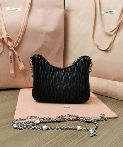 Replica Miu Miu Matelassé Crystal Black - affordable luxury replica bag