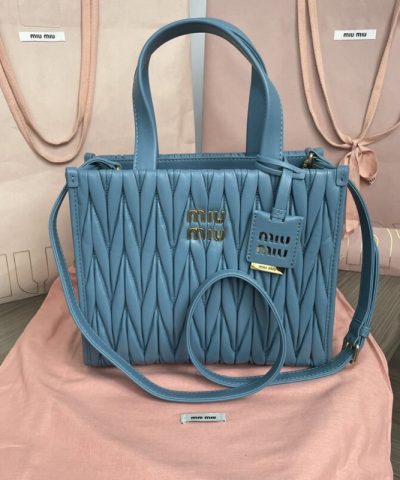 Replica Miu Miu Matelassé Tote Blue - high-quality designer bag dupe