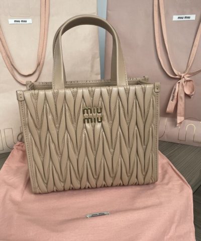 Replica Miu Miu Matelassé Tote Brown