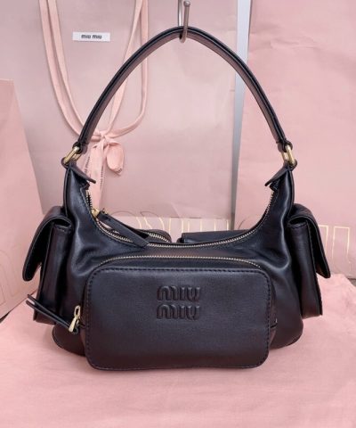 Replica Miu Miu Nappa Pocket Bag Black - designer handbag clone