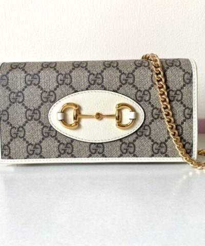 Replica Gucci Horsbet Chain Clutch White - high-end replica designer purse