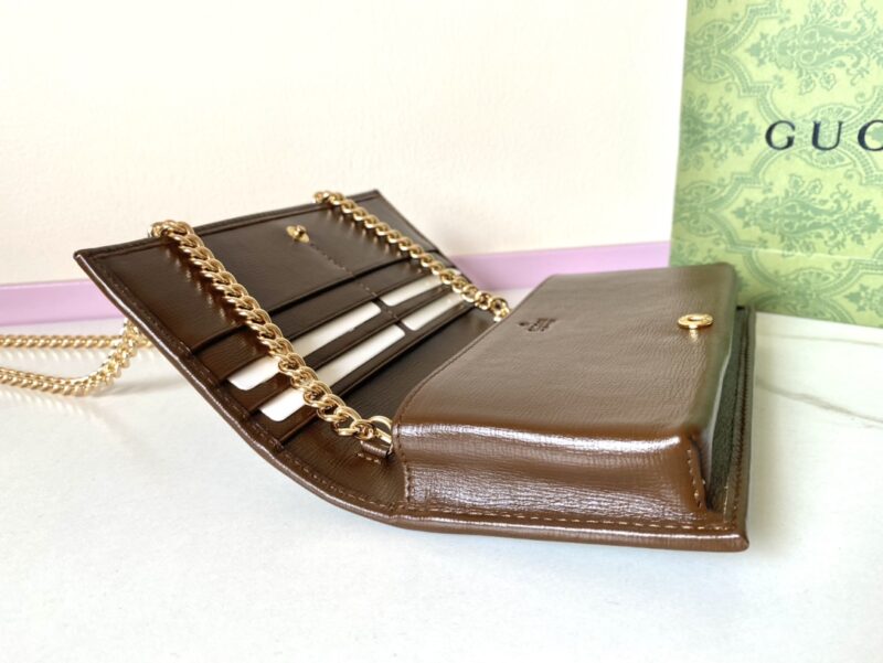 Replica Gucci Horsbet Chain Clutch Brown - 1:1 premium replica handbag