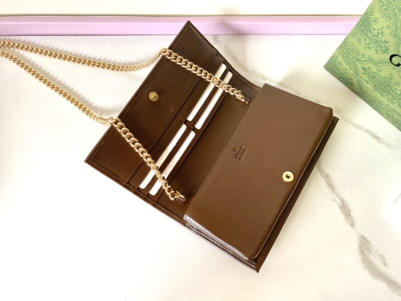 Replica Gucci Horsbet Chain Clutch Brown - affordable luxury replica bag