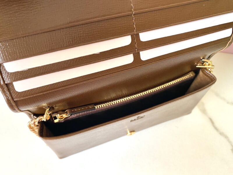 Replica Gucci Horsbet Chain Clutch Brown - premium superclone handbag