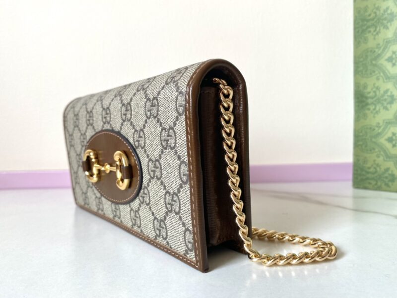 Replica Gucci Horsbet Chain Clutch Brown - 1:1 premium replica handbag
