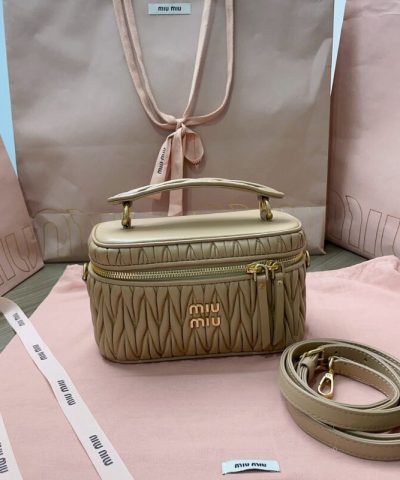 Replica Miu Miu Cosmetic Bag Milk Tea