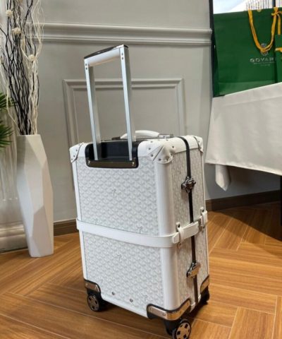 Replica Goyard Bourget Travel Suitcase White - high-quality designer bag dupe