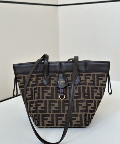 Replica Fendi Origami Small Brown Cotton - premium superclone handbag