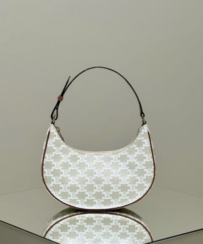 Replica Celine Triomphe Moon Bag White - high-end replica designer purse